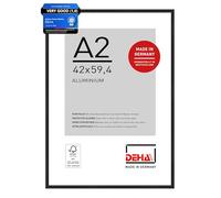 DEHA Design Boston Aluminium Picture Frame Matt Black A2, 42x59.4cm with Push and Turn Clips