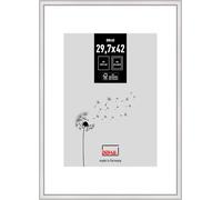 DEHA Design Boston Aluminium Picture Frame - Silver - A3, 29.7x42cm with White Mount to fit A4, 21x29.7cm Photo - with Float Glass and Push/Turn Clips
