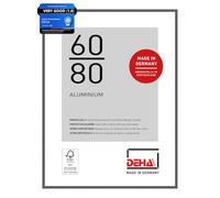 DEHA Design Boston Grey Picture Frame - Aluminium 60x80cm Picture Frame - Grey - with Synthetic Glass and Push/Turn Clips For Prints & Artwork - Modern Home Décor
