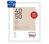 DEHA Design Fontana Wooden Picture Frame - 40x50 cm - White - with Synthetic Glass and Push/Turn Clips