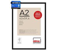 DEHA Design Fontana Wooden Picture Frame - A2 (42x59.4 cm) - Black - with Synthetic Glass and Push/Turn Clips
