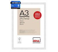 DEHA Design Fontana Wooden Picture Frame - A3 (29.7x42 cm) - White - with Synthetic Glass and Push/Turn Clips