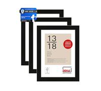DEHA Design Fontana Wooden Picture Frame Black 5x7in, 13x18cm, Set of 3 with Push and Turn Clips