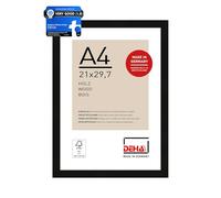 DEHA Design Fontana Wooden Picture Frame Black A4, 21x29.7cm with Push and Turn Clips