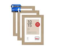 DEHA Design Fontana Wooden Picture Frame Oak 4x6in, 10x15cm, Set of 3 with Push and Turn Clips