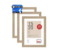 DEHA Design Fontana Wooden Picture Frame Oak 6x8in, 15x20cm, Set of 3 with Push and Turn Clips