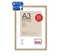 DEHA Design Fontana Wooden Picture Frame Oak A3, 29.7x42cm with Push and Turn Clips
