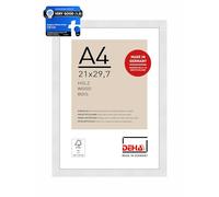 DEHA Design Fontana Wooden Picture Frame White A4, 21x29.7cm with Push and Turn Clips
