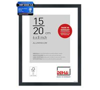 DEHA Design Tribeca Aluminium Picture Frame - 15x20 cm (6x8 in) - Brushed Black - with Synthetic Glass and Push/Turn Clips