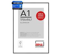 DEHA Design Tribeca Aluminium Picture Frame - A1 (59.4x84.1 cm) - Brushed Black - with Synthetic Glass and Push/Turn Clips