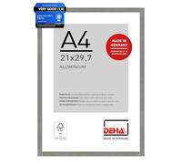 DEHA Design Tribeca Aluminium Picture Frame - A4 (21x29.7 cm) - Brushed Grey - with Synthetic Glass and Push/Turn Clips
