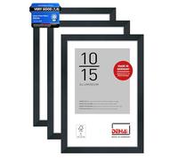 DEHA Design Tribeca Aluminium Picture Frame Brushed Black 4x6in, 10x15cm, Set of 3 with Push and Turn Clips