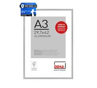 DEHA Design Tribeca Aluminium Picture Frame Brushed Silver A3, 29.7x42cm with Push and Turn Clips