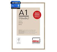 DEHA Design Wooden Photo Frame A1 (59.4x84.1 cm) - Oak with Synthetic Glass and Push/Turn Clips Fontana