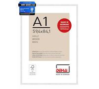 DEHA Design Wooden Photo Frame A1 (59.4x84.1 cm) - White with Synthetic Glass and Push/Turn Clips Fontana