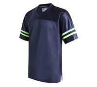 DEHANER Retro Classic Football Jerseys for Men Unisex Workout Dry-Fit Shirts Sports Uniforms Casual Tops, Lime Green Stripe-navy Blue Jersey, 3XL