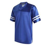 DEHANER Retro Classic Football Jerseys for Men Unisex Workout Dry-Fit Shirts Sports Uniforms Casual Tops, White Stripe-Royal Blue Jersey, Medium