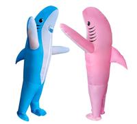 DeHasion 2 Packs Inflatable Shark Costume Blow-up Animal Costume for Adult/Easter/Halloween/Birthday/Gender Reveal Party, Blue/Pink, Adult
