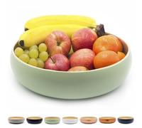 Dehaus® Large Stylish Bamboo Fruit Bowl - 30cm, Sage Green - Wooden Salad Serving Bowl - Fruit Basket for Kitchen or Bread Basket - Table Centrepiece Decoration - Home & Kitchen Tableware Accessories