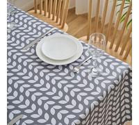 Dehaus® Wipe Clean Table Cloth - Grey Petal Parade - Wipeable PVC Oilcloth Table Cover - Rectangular Plastic Vinyl Tablecloth - Water Resistant Easy Clean - Kitchen or Dining Protector (200 x 140cm)