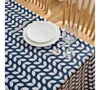 Dehaus® Wipe Clean Table Cloth - Navy Blue Petal Parade - Wipeable PVC Oilcloth Table Cover - Rectangular Plastic Vinyl Tablecloth - Water Resistant Easy Clean - Kitchen Dining Protector (250 x 140cm)