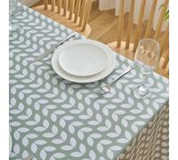 Dehaus® Wipe Clean Table Cloth - Sage Green Petal Parade - Wipeable PVC Oilcloth Table Cover - Plastic Vinyl Tablecloth - Water Resistant & Easy Clean - Kitchen Dining Protector (Square 140 x 140cm)