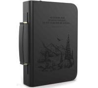 DEHITE Bible Cover Case for Men and Women - Leather Bible Carrying Bag - Pen Slots - Zippered Pocket - Premium Faux Leather, Solid Black, Extra Large Black, Classic