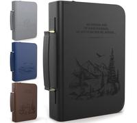 DEHITE Bible Cover Case for Women and Men - Leather Bible Carrying Bag Extra Large Size - Fits Book 11.12 x 8 x 2.12 in - Pen Slots - Zippered Pocket - Premium Faux Leather - Black Christian Gift