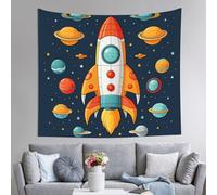DEHIWI Rocket Clipart Space Ship Wall Tapestry Lightweight Soft Art Wall Hanging For Bedroom, Living Room, Dorm,150 X 130 Cm