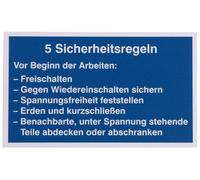 Dehn Sign 5 Safety Rules German Language Plastic Material - 700057