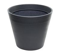 Dehner Groovy Plastic Pot conical Anthracite, Charcoal, 33 cm