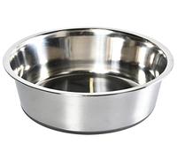 Dehner Lieblinge Dog and Cat Bowl Silver, Approx. Diameter 21.5 cm, Height 6.5 cm, Volume 1650 ml, Stainless Steel, Silver