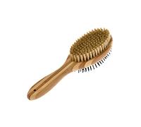 Dehner Lieblinge Dog and Cat Fur Grooming 2 in 1 Slicker Brush Approx. 23.5 x 7 cm Bamboo/Plastic/Natural Material Brown