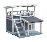 Dehner Lieblinge Maison Cat House, Outdoor Cat Cave for Cats, Robust, Approx. 78 x 75 x 73 cm, Fir Wood, Grey/White
