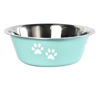 Dehner Lieblinge Paw Dog and Cat Bowl, Approx. 7 x 16 x 21 cm, 1560 ml, Stainless Steel, Turquoise