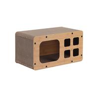 Dehner Lieblinge Tesoro Cat Scratching Board Robust Scratching Furniture for Cats, Approx. 53.5 x 28 x 28 cm, FSC®-Certified Corrugated Cardboard, Brown