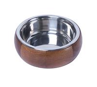 Dehner Lieblinginge Dog Bowl Diameter 23 cm Height 7.8 cm Wood/Stainless Steel Brown