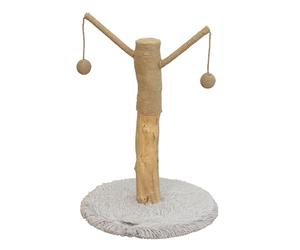 Dehner Lovely Cat Scratching Post 80 x 45 x 45 cm Real Tree Trunk Wood/Plush/Sisal Brown/White