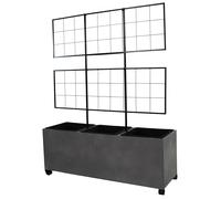 Dehner Milano Lightweight Concrete Garden Planter Trellis Box with Wheels + 3 Plant Inserts, Grey, Approx. W100/H130/D35 cm, Plastic, Gray, one Size