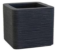 Dehner Rille Plant Pot Approx. 40 x 40 x 34 cm Plastic Anthracite