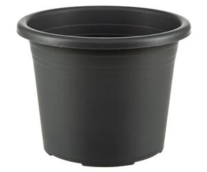 Dehner Round Plastic Flower Pot Cylindro, charcoal