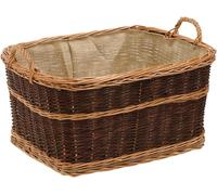 Dehner Wicker Basket with Jute Approx. 60 x 47 x 40 cm Dark Brown