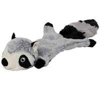 Dehner Wild Nature Flat Racoon Squeaky Dog Toy, Length 46 cm, Polyester, Grey/Black