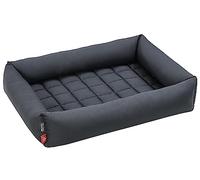 Dehner Wild Nature Nest Dog and Cat Bed, Approx. 80 x 60 x 12 cm, Polyester/Cotton, Dark Grey