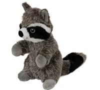 Dehner Wild Nature Wild Racoon Dog Toy with Squeaker, Height 24 cm, Polyester, Grey/Black