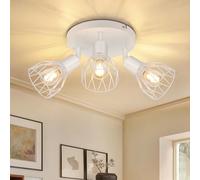 Dehobo Adjustable Ceiling Light with E14 Socket - Retro Style Ceiling Spotlights - LED Kitchen Ceiling Light 3 Spots White - Industrial Ceiling Light for Kitchen, Bedroom, Living Room, Without Bulbs