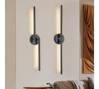 Dehobo Battery Operated Wall Lights 2 Packs - 300° Rotation Rechargeable Wall Sconce Lights 6600mAh with Remote Control Black 77CM - Dimmable Wireless Wall Lights 3 Color Temperature for Bedrooms