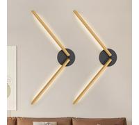Dehobo Battery Operated Wall Lights Set of 2-300° Rotation Rechargeable Wall Sconce Lights 6600mAh with Remote Control Gold 77CM - Dimmable Wireless Wall Lights 3 Color Temperature for Living Room