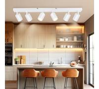 Dehobo Ceiling Light 6 Flames Rotatable - Kitchen Lights Ceiling Lighting 6 Way Modern White LED Ceiling Spotlight Industrial Ceiling Light Bar Indoor Spot Light for Living Room Bedroom Hallway