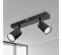 Dehobo Ceiling Light - Spotlight Ceiling Bar in Matt Black - Ceiling Lights Spotlights with GU10 Socket Industrial 2 Way Light Ceiling Indoor Spot Light for Kitchen Lounge Bedroom Dining Room